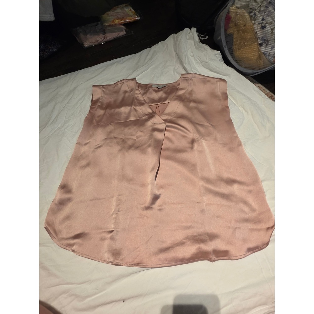 Ann Taylor Loft Blush Pink Satin V-Neck Sleeveless Blouse XL